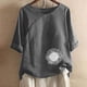 thumbnail image 3 of Blusas de Manga Corta para las Mujeres Impresas Cuello Redondo Camiseta Casual, Blusa de Algodón de Imitación para las Mujeres, 3 of 4
