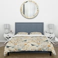 thumbnail image 3 of Designart "Zen Aviary Elegance" Blue Floral Bedding Covert Set - Cottage Bed Set With 2 Shams, 3 of 5