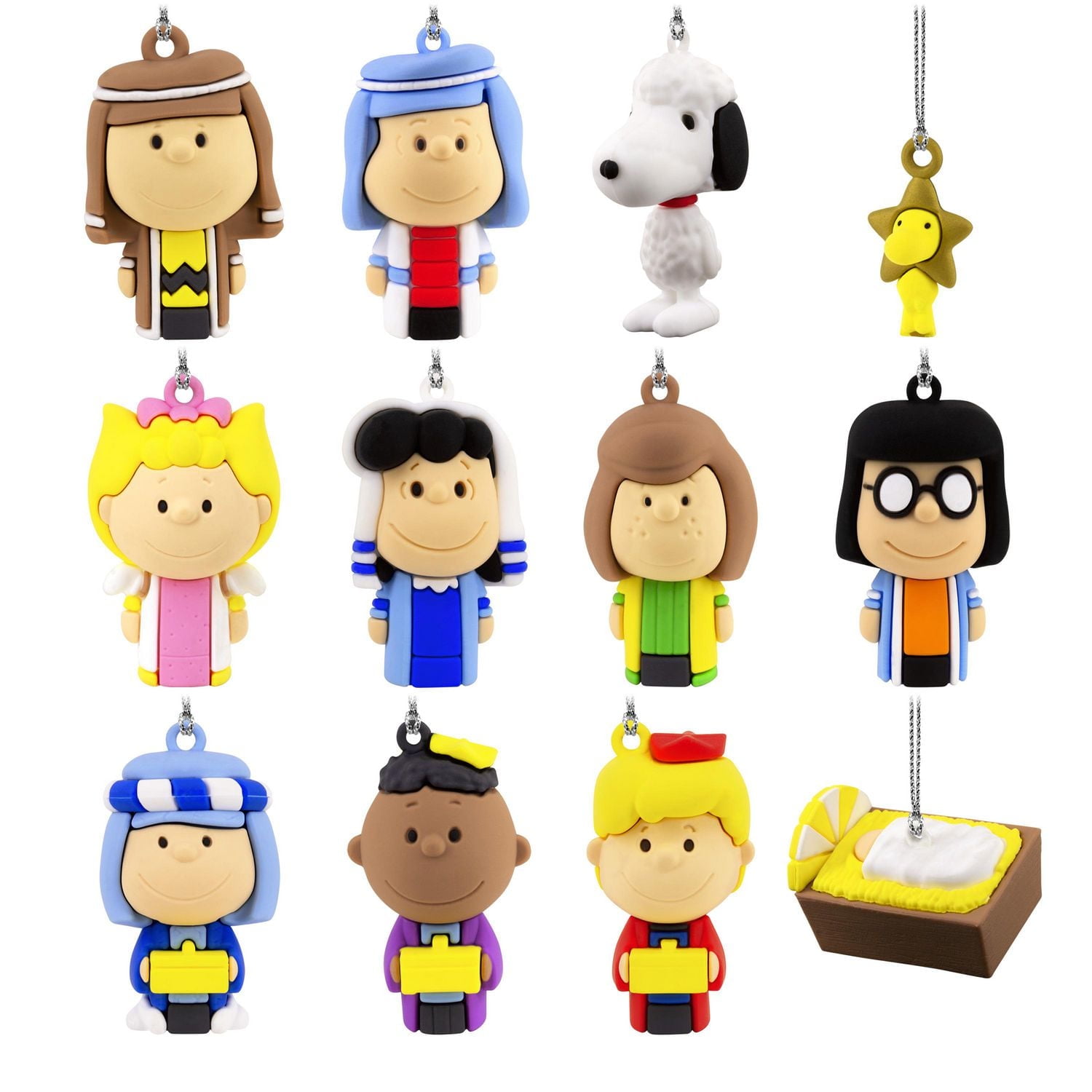 Hallmark Peanuts Nativity Countdown Calendar Miniature Christmas Tree Set With 12 Mini Christmas Ornaments