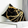 thumbnail image 4 of Throw Pillow Covers 18x18 Inch, Black Gold Marble Decorative Pillow Cases for Couch Sofa Bed, Modern Geometric Textured Cotton Linen Square Home Decor Pillowcases with Hidden Zipper, 4 of 7