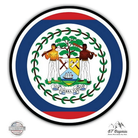 Belize Flag - 3" Vinyl Sticker - For Car Laptop I-Pad Phone Helmet Hard Hat - Waterproof Decal