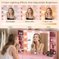 thumbnail image 3 of FANRAL 43" Vanity Desk with LED Mirror,11 Drawers & 4 Shelves,Built-in Power Outlet & Adjustable LED Lights,Dressing Table for Bedroom Beauty Grooming,Pink Vanity, 3 of 5