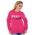 thumbnail image 4 of Pray For A Cure Breast Cancer Sport Women Crewneck Sweatshirt Brisco Brands S, 4 of 6