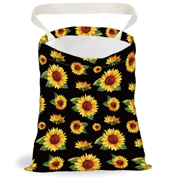 Sunflower Print Car Trash Bag Hanging Garbage Bag with Snap Buttons Car-Back Seat Trash Storage Portable Dustbin