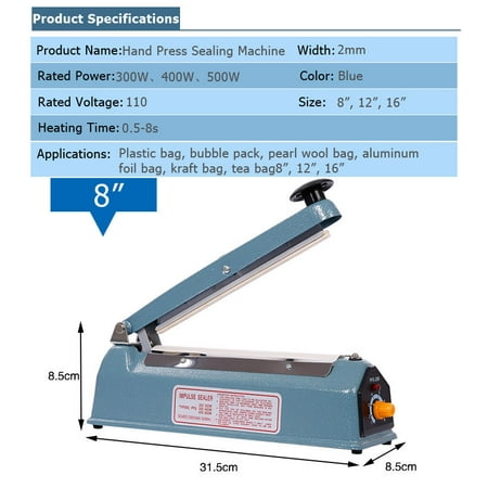 sealer bag machine poly tubing plastic impulse sealing heat seal element kit indicator closer elements lights led ktaxon hand