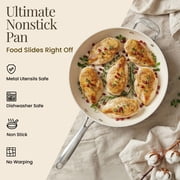 Gotham Steel 14 Inch Non Stick Frying Pans Large Nonstick Cooking Pan, Nonstick Skillet, Non Stick Pan, Ceramic Pan Dishwasher Safe, Cream White