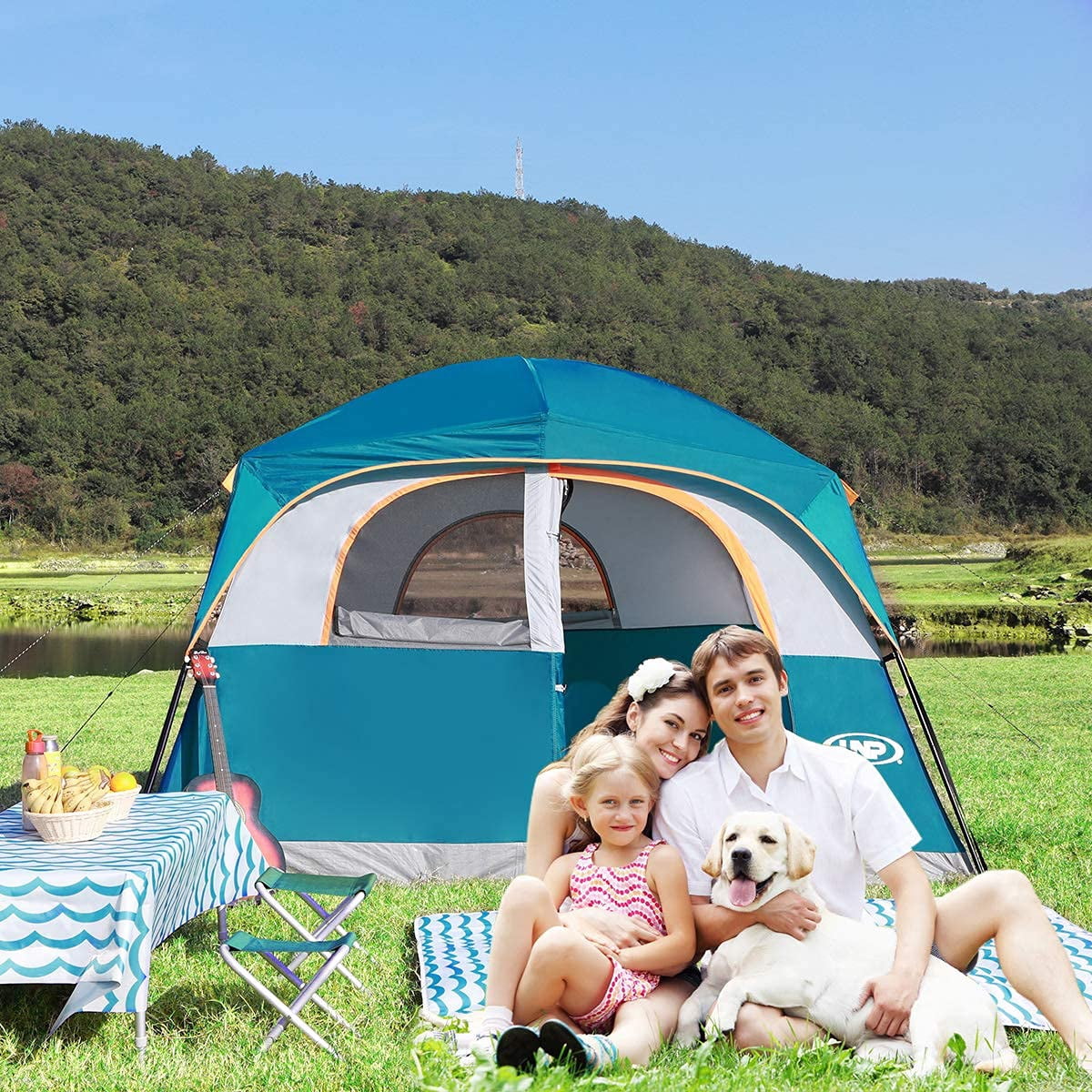 Tents 6 Person Waterproof Windproof Easy Setup Double Layer Family Camping Tent With 1 Mesh Door & 5 Large Windows -10'x9'x78in(h)