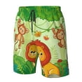thumbnail image 6 of Uemuo African Animals in the Jungle Pattern Men's Swim Trunks Hawaiian Beach Bathing Suit Swimsuits Beach Quick-Dry Shorts with Pockets-, 6 of 9