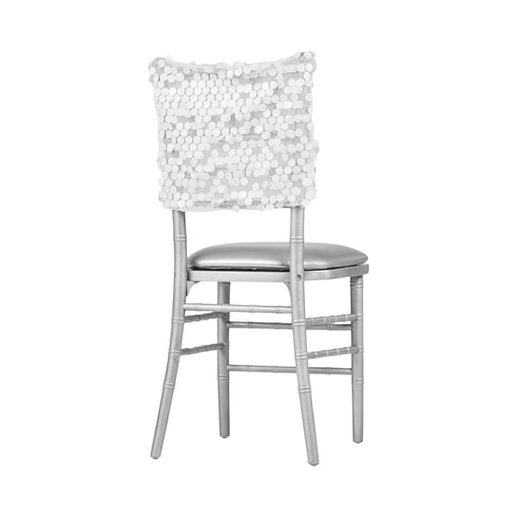 2 Pcs, Payette Sequin Chiavari Chair Cap 16"W x 14"L - White for Wedding or Event Décor