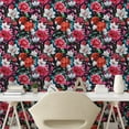 thumbnail image 2 of Ambesonne Floral Peel & Stick Wallpaper for Home, Dahlia Bougainvillea Flowers, 13"x36", Dark Coral Salmon Teal, 2 of 5