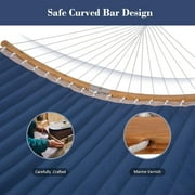 SUNCREAT Polyester Outdoor Hammock with Curved Spreader Bar & Stand, 450 lbs Capacity,Dark Blue