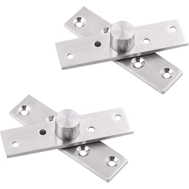 2 bisagras de pivote de eje central de puerta oculta de rotación de acero inoxidable, bisagra de puerta giratoria oculta resistente con tornillos de fijación (3 x 0,7 pulgadas)