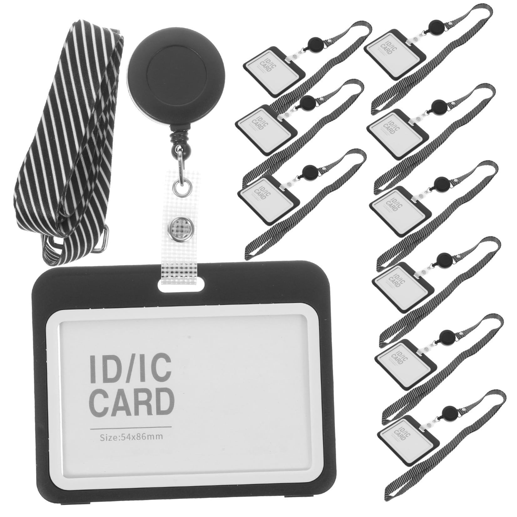 DEEPCRAFF 10 Sets Clear Black Badge Holders Sleeves for Employee Office Security Card Storage and