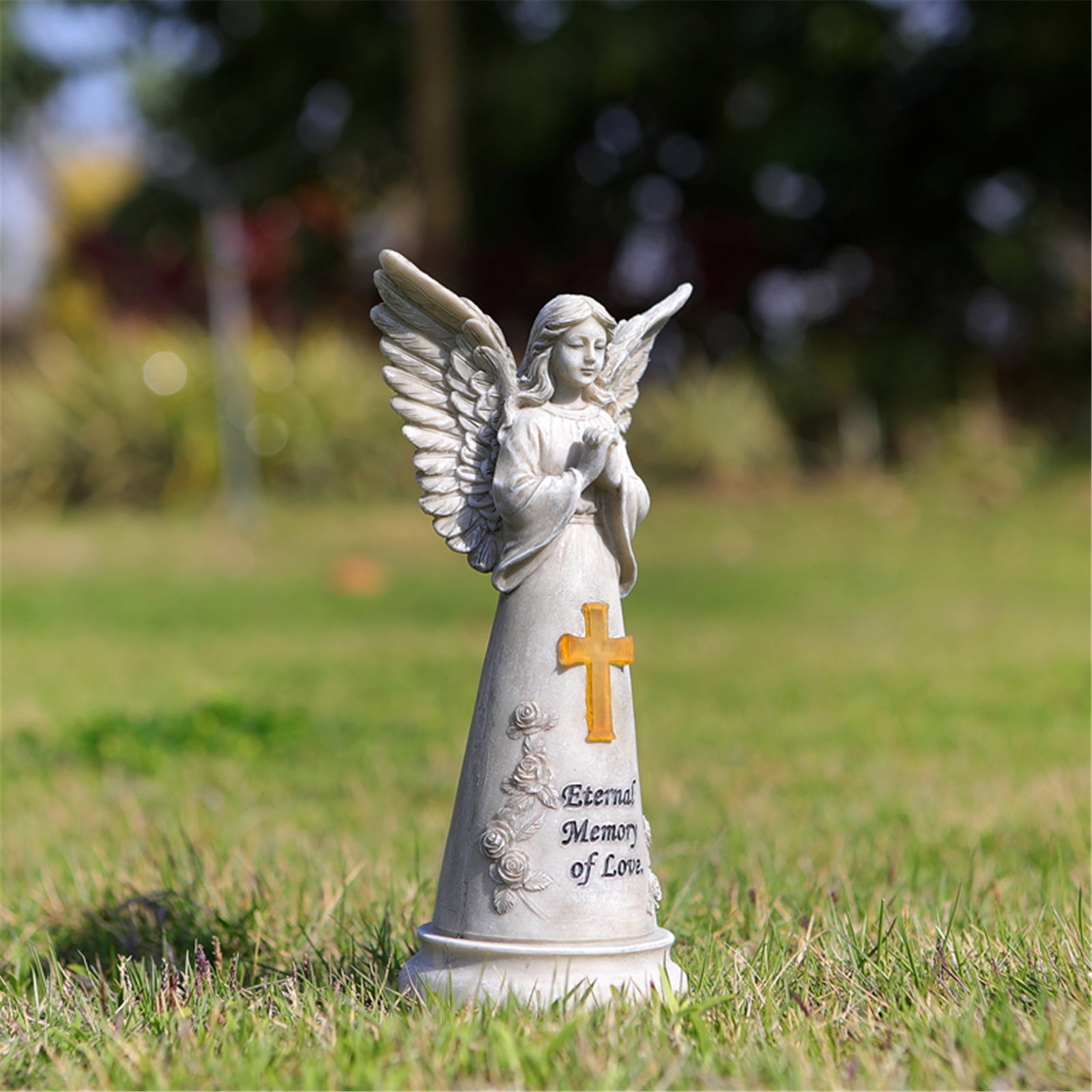 Angell Statue Garden Decors Solar Angell Figurine Praying Angles Gardens Memorial Sculpture Waterproof Angles Sculptures