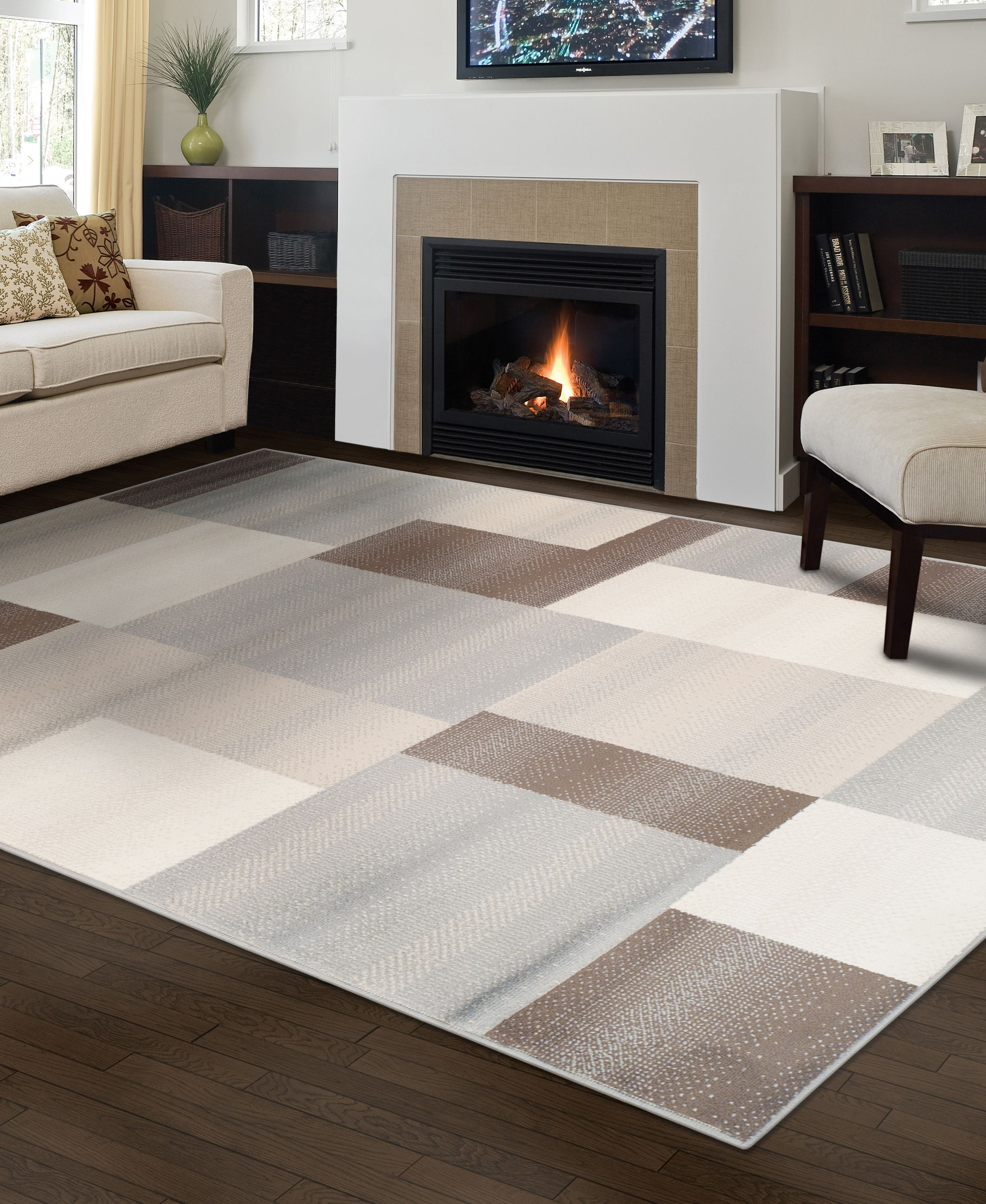 Impressions Duff Indoor Modern Geometric Block Runner Rugs or Area Rug