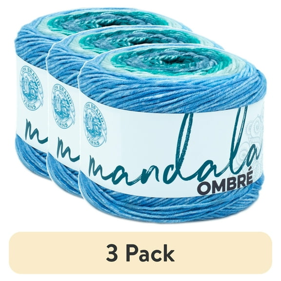 (3 pack) Lion Brand Yarn Mandala Ombre Mantra Cake Medium Acrylic Multi-color Yarn