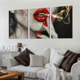 thumbnail image 2 of Ullo0ord Art Wall Decor Fashion Red Lips Smoking Girl Painting Canvas Painting Canvas Painting Wall Art for Bedroom Living Room Decor, 2 of 4