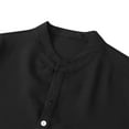 thumbnail image 5 of MIUOWANP Men's Pullover Shirts Short Sleeve Solid Color Button Stand Collar Hawaii Blouse Size XXL(12)Black, 5 of 9