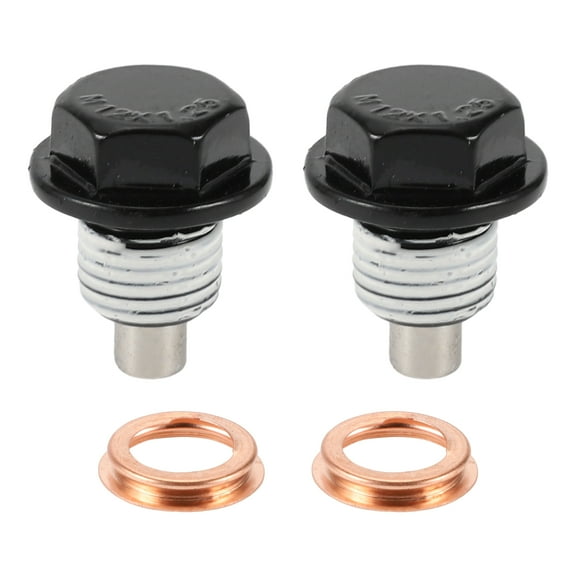 Unique Bargains 1 Set Oil Drain Plug for Nissan for Infiniti Oil Pan Drain Bolt Screw Thread Repair No.1102601M02 Black White Metal Magnetic M12x1.25