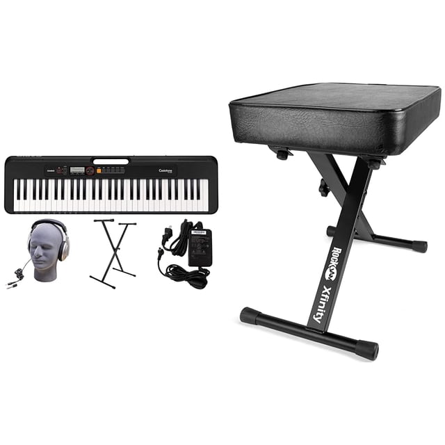 Teclado Casio de 61 teclas con soporte, auriculares y banco negro
