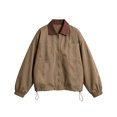 thumbnail image 4 of Byworldtasic Women’s Barn Jacket Loose Zipper Utility Coat Cinchable Hem Workwear Jacket with Pockets, 4 of 6