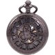 thumbnail image 2 of Reloj de bolsillo mecánico de doble cazador negro, cuerda manual, números romanos de bronce, reloj de bolsillo con cadena antigua, 2 of 4