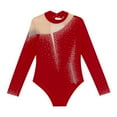 thumbnail image 4 of Kaerm Kids Girls Gymnastics Ballet Dance Leotard Sparkly Jumpsuit Biketard Long Sleeve Bodysuit Unitard Burgundy 12, 4 of 6