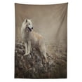 thumbnail image 3 of Ambesonne Animal Tablecloth Rectangular Table Cover, White Wolf on the Rocks, 60"x84", Warm Taupe, 3 of 4