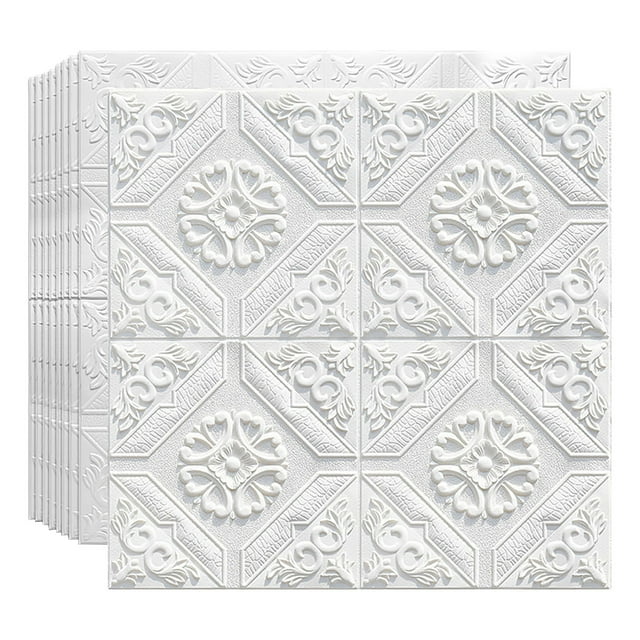 Peel and Stick Backsplash 12"x12" Marble Waterproof Backsplash Tile for Kitchen Subway Stone Self Adhesive Tile Sticker for Kitchen Bathroom Fireplace Laundry Room White