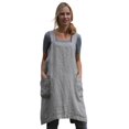 thumbnail image 1 of Women's Cotton Linen Apron Kitchen Apron Baking Cooking Gardening Work Dress Kitchen Special Apron - Grey (XL), 1 of 5