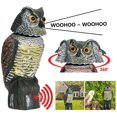 thumbnail image 1 of realista jaula de pájaros plástico búho espantapájaros con cabeza giratoria y sonido, 1 of 5