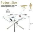 thumbnail image 6 of 50" Rectangular Glass Dining Table for 4-6 People, Modern Tempered Glass Kitchen Table with Irregular Stainless Steel Legs, Dining Table for Small Space, Apartment, Home Office, 6 of 6