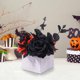 thumbnail image 4 of Caja de flores artificiales góticas de Halloween | Decoración de escritorio espeluznante | Pieza central de El Día de los Muertos | Arreglo floral negro | Caja de Madera | Exhibición festiva, 4 of 7