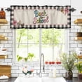 thumbnail image 3 of Back To School Valances for Windows Pink Bow Pencil Black Plaid Vintage Linen Rod Pocket Curtain Valance Window Treatment Short Curtains for Kitchen Living Room, 42"x12", 3 of 5
