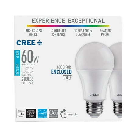 Cree 60W Equivalent Daylight (5000K) A19 Dimmable Exceptional Light Quality LED Light Bulb (Best Price On Cree Led Bulbs)