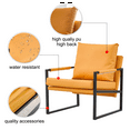 thumbnail image 3 of PU Leather Accent Chair with Extra-Thick Padded Backrest, Modern Upholstered Living Room Chairs with Metal Frame, Comfy Single Sofa Chair for Bedroom, Living Room, Office, Orange, 3 of 7