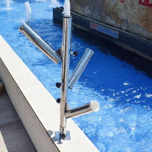 Denest Adjustable Vertical Bird Tree Fishing Rod Holder on Boat 316 Stainless Steel Heavy Duty Three Rod Holders with Base