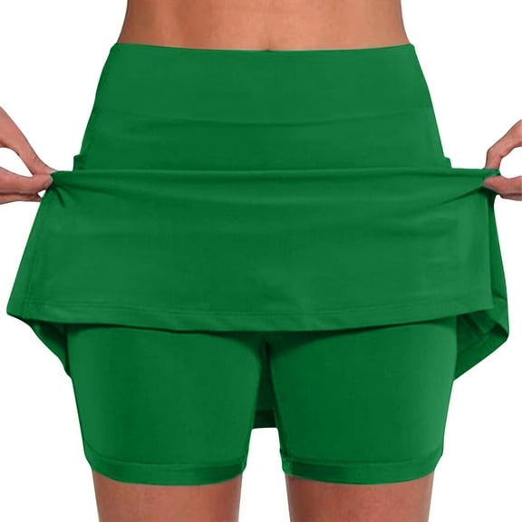 Kmdttou High-Waisted Yoga Shorts New Color Mid-waist Skirt Pants Sports Casual Shorts Bottoming Skirt Pants on Clearance,Army Green 2XL