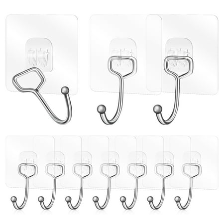 

No Punch Hook Bathroom Hooks For Towels Clothes Plastic Heavy Duty Punching 10 Pcs