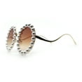thumbnail image 6 of Womens Pearl Bling Round Circle Oversized Metal Rim Wave Arm Sunglasses Gold - Brown, 6 of 8