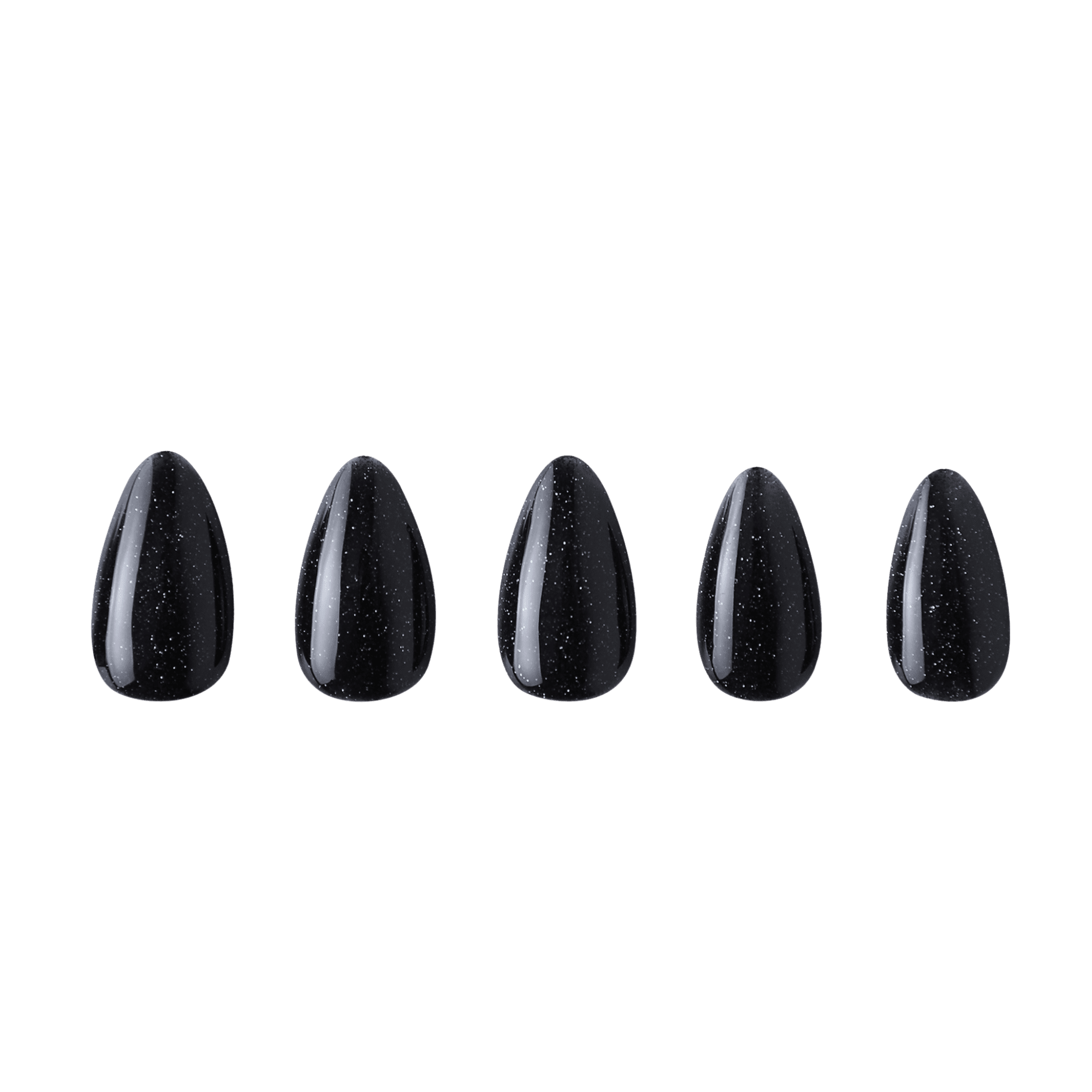 PaintLab Short Almond Press On Nails, Night Crawler, Black, 30 Count