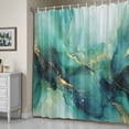 thumbnail image 5 of Teal Green Marble Shower Curtain, Abstracts Glod Ombre Stone Crack Texture Waterproof Shower Curtain Set with 12 Hooks Lightweight Bath Curtains Fabric Bathroom Decor 72x72 Inches, 5 of 9
