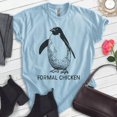 thumbnail image 2 of Formal Chicken T-shirt, Unisex Women's Men's Shirt, Funny Penguin Animal Joke Bird, Heather Light Blue, Medium, 2 of 6