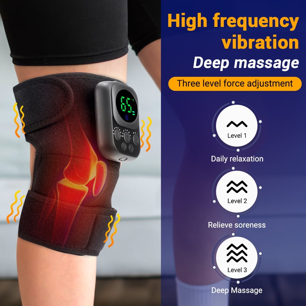 Cordless Heating Knee Massager, 3 in1 Wraps for Knee Shoulder Elbow, Heating Pad with 3 Level Force and 6 Temperature Levels, Relieve Joint Pain And Pressure, Suitable For Office, Study