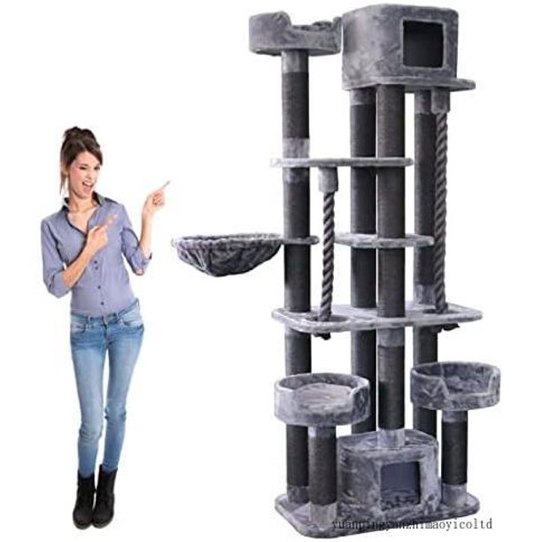 extra large cat climbing tower in gray