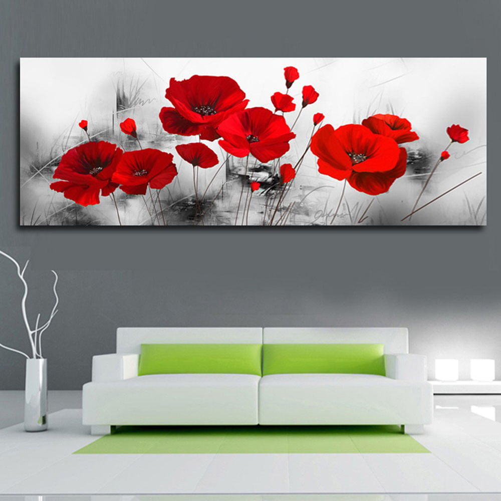 Red Poppy Flower Poppies 5 Piece Canvas Wall Art Poster Print Home Decor
