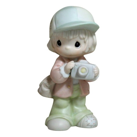 Precious Moments: c0018 Focusing in on Those Precious Moments This Symbol of Membership themed Precious Moment is the perfect porcelain figurine to grow your collection  inspire another collection  or give as that special gift. Aptly titled Focusing in on Those Precious Moments  this figurine features animals or adorable children with tear dropped shaped eyes. Their expressions will tug at your heart strings  and the pastel coloring makes it a subtle yet elegant addition to your home. Place it in your curio cabinet  on your bedside table or proudly displayed in your living room. Wherever you put this porcelain bisque figurine  it’s sure to bring smiles and joy to your home.