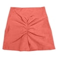 thumbnail image 4 of Yoga Shorts for Women High Waist Lifting Stretchy Slim Fit Solid Print Pocket Ruched Gym Shorts for Athletic Wear Orange L, 4 of 5