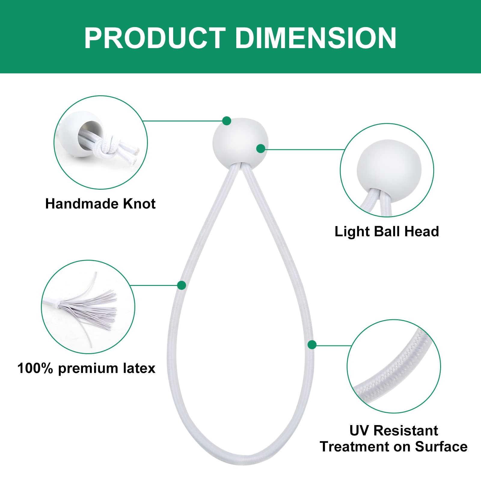 30PCS of 3 Sizes Ball Bungee Cords, 6, 9, 11 Inch Tarp Canopy Bungee Balls, Heavy Duty Tie Down Cord for Shelter, Gazebo, Camping, Tent, Cargo, Holding Wire and Hoses (Ball Size 1 inch)