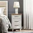 thumbnail image 3 of End Table with Charging Station, Wood Side Table with Storage Drawers for Living Room, Bedroom, White, 3 of 8